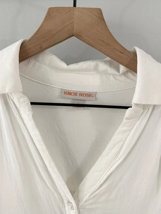 Knox Rose Women’s Long Sleeve Button Front Tunic White Size Medium - Picture 5 of 6